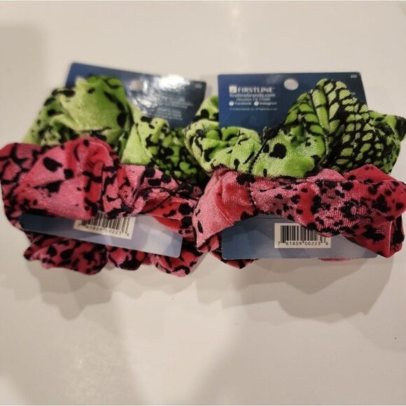 #02 4 set of Ponytail Holders Pink Green Black Firstline Evolve Soft Hair . - Picture 1 of 4